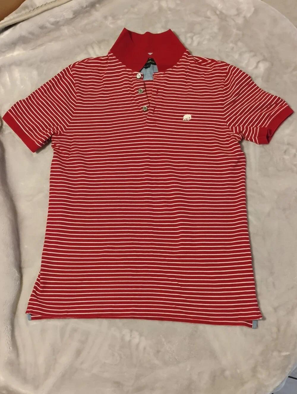 Banana Republic Red & White Striped Polo Shirt